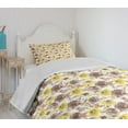 thumbnail image 4 of Ambesonne Vintage Quilted Bedspread Set 2 Pcs, Grungy Roses Romantic, Twin Size, Yellow Beige Brown, 4 of 6