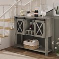 thumbnail image 4 of WhizMax Buffet Storage Cabinet, Wine Cabinet Coffee Bar Table with Wine Glass Rack, Farmhouse Wood Buffets and Sideboards with Storage and Barn Mesh Door for Kitchen, Dinning, Living Room, 4 of 9