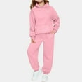 thumbnail image 3 of SGFCWSX Kids Heart Print Tracksuit Hooded Sweatshirt and Joggers Set for Girls Fleece 2 Piece Casual Warm Outfit Pink Size 7-8 Years, 3 of 5