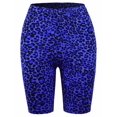 thumbnail image 1 of A2Y Women's Brushed Microfiber Leopard Print Biker Bermuda Shorts Bright Blue L, 1 of 3