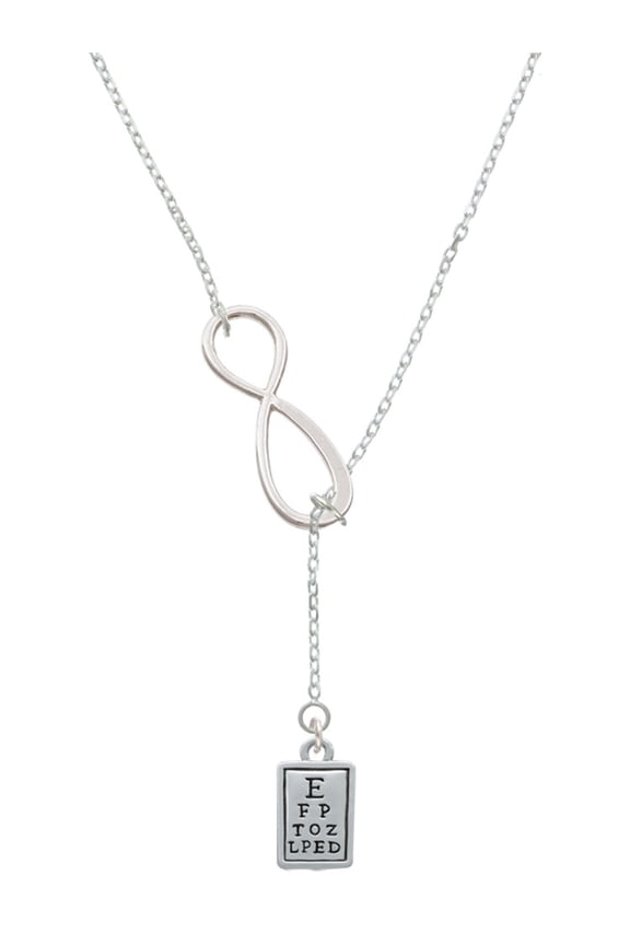 Silvertone Eye Chart Silver tone Elegant Infinity Lariat Necklace