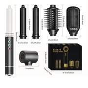 Hair Dryer Brush Blow Dryer 5 in 1 Hair Styler, Frizz-Free Auto Wrap Curlers Blow Dryer Brush 110000RPM 200 Million Ionic, Fast Drying 1100W Hot Air Brushes for Curl Volumize Straighten, Black