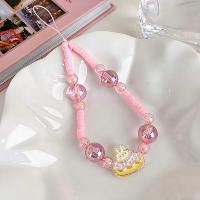 Cordón para teléfono móvil con cuentas de flor de tulipán de estilo dulce, colgante de cadena para teléfono móvil a la moda para mujer