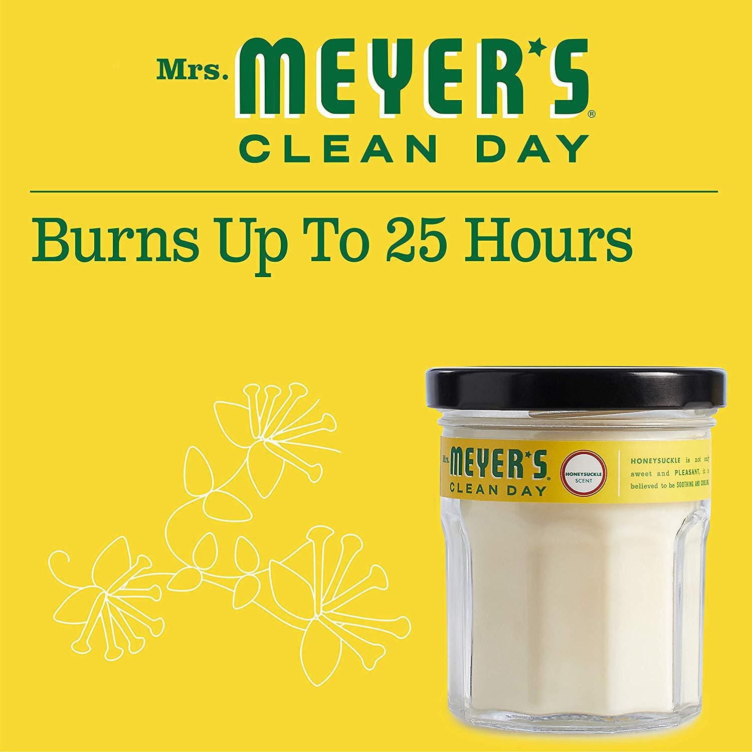 Mrs. Meyer's Clean Day Bougie de soja parfumée, chèvrefeuille