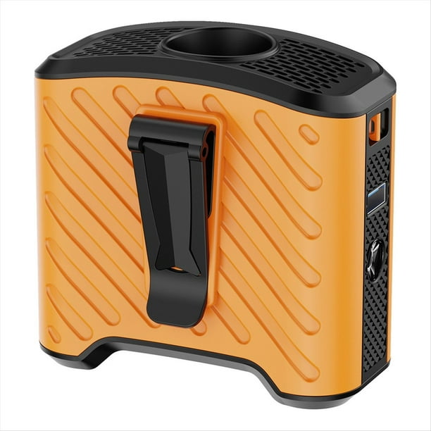Ventilador Portátil de Cintura con Carga USB, Gran Capacidad, para Exteriores, Camping, Pequeño, Color Naranja.