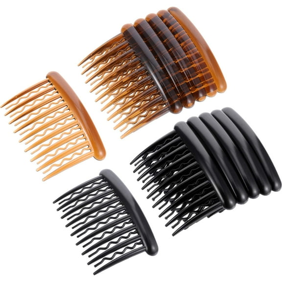 12 Pieces Plastic Hair Combs, Tortoise Side Comb Hair Accessories for Fine Hair (Black, Dark Brown)