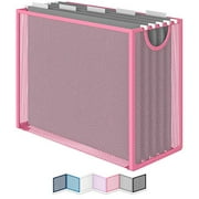 NEATERIZE File Organizer and Magazine Holder - Mesh Book Holder and File Box - Filing Cabinets for Home Office - Portable File Organizer Desk Organizer - Five Hanging Folders Included - (Pin