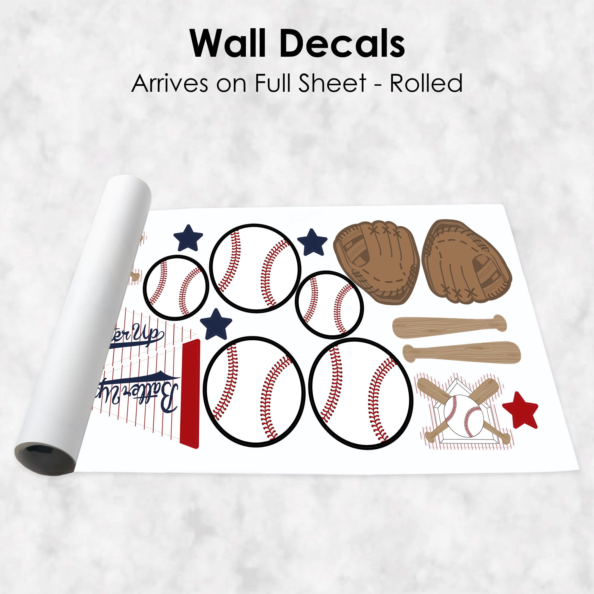 Big Dot of Happiness Batter Up - Baseball - Peel and Stick Sports Decor Vinyl Wall Art Stickers - Wall Decals - Set of 20