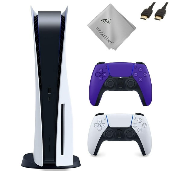 TEC Sony PlayStation - 5 Gaming Console (Disc Version) with One Extra Galactic Purple Controller Bundle, PlayStation_PS5 Video Game Console