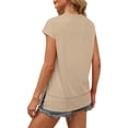 thumbnail image 6 of ZyeKqe Womens T Shirts Short Sleeve Shirts Round Neck T Shirts Side Split Solid Color Tees Top, 6 of 8