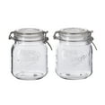 thumbnail image 3 of Mason Craft & More Set of 2 Airtight Glass Clamp Jars with Lid, Clear Round Mason Jar Storage Canister, 1 Liter (34oz), 3 of 3