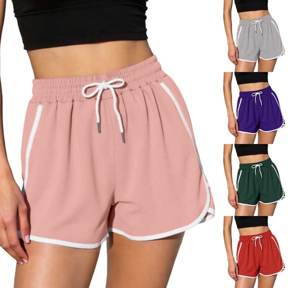 Women's High Waisted Yoga Shorts 2026 Summer Casual Drawstring Bermuda Shorts with Pockets Lightweight Stretchy Workout Running Shorts
