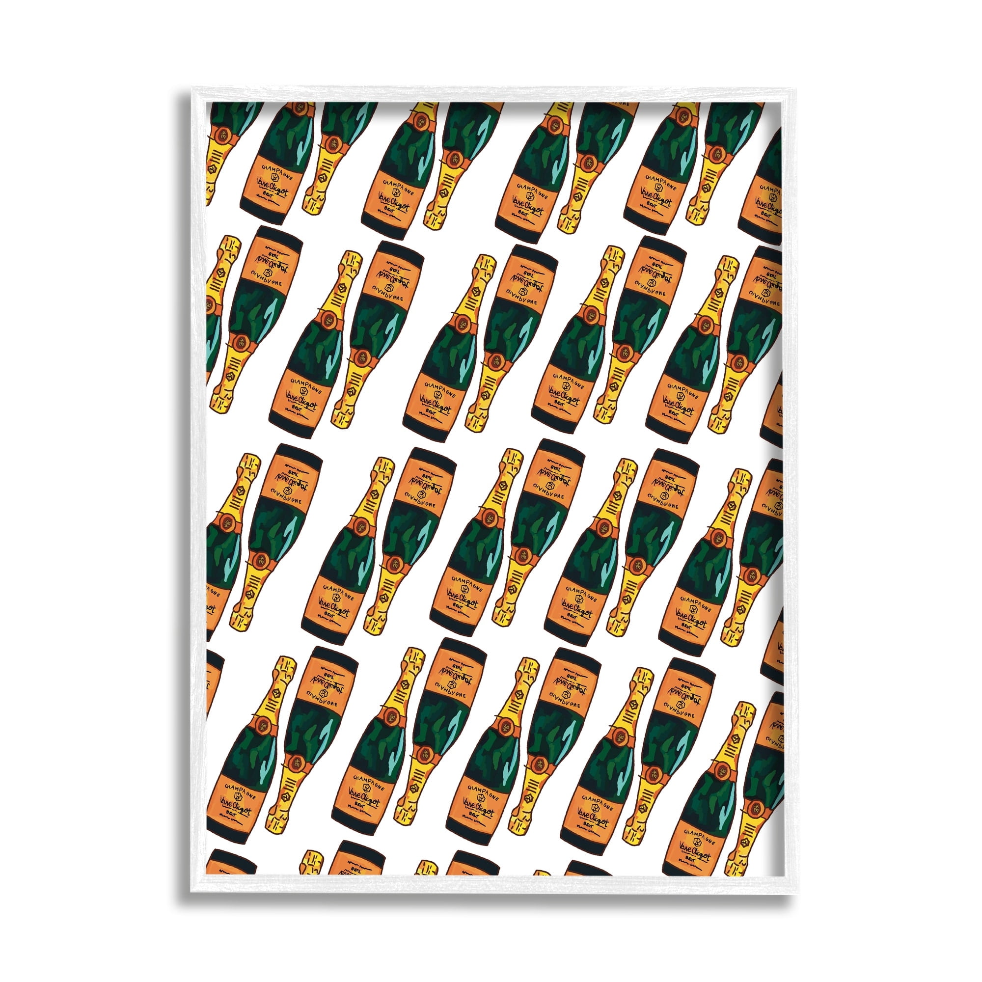 Stupell Industries Pair Champagne Bottles Pattern Arrangement Alcohol Drink Graphic Art White Framed Art Print Wall Art, Design by Amelia Noyes
