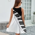 thumbnail image 6 of Black And White Piano Keyboard Sleeveless Dress Women Summer Evening Dresses Ladies Sundress, 6 of 7