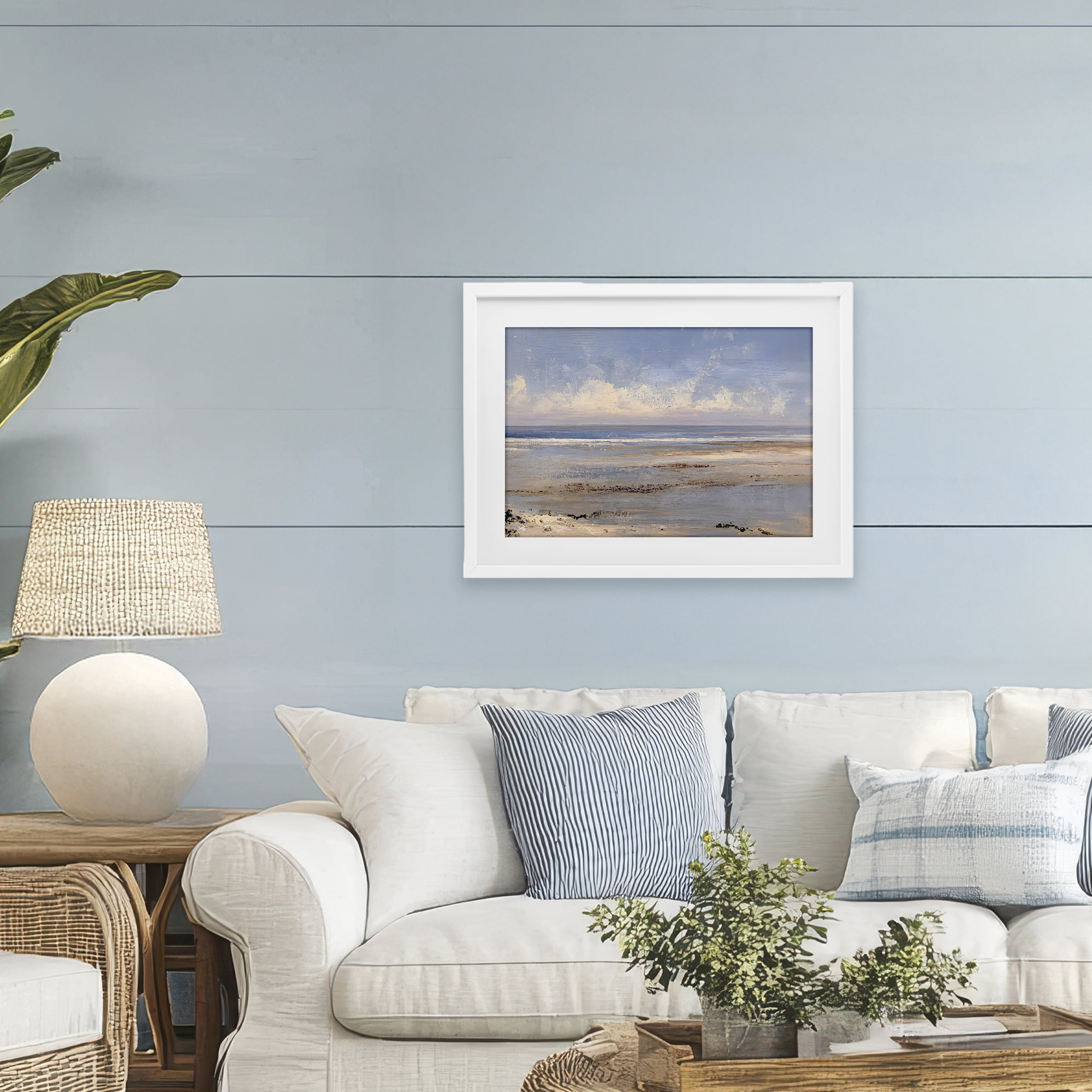 Stupell Industries Rustic Ocean Horizon Impression White Framed Print Under Glass, design by Jacky Ngan