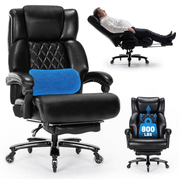 Big and Tall Office Chair 800 lb Capacity, Extra Wide Seat, Reclining Ergonomic Chair with Footrest for All Day Comfort