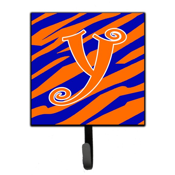 Letter Y Initial  Tiger Stripe Blue and Orange Leash or Key Holder
