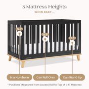 Delta Children Frankie 4-in-1 Convertible Crib - Greenguard Gold Certified, Black with Natural