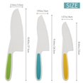 thumbnail image 4 of Knives for Kids 3-Piece Nylon Kitchen Baking Knife Set,Children's Cooking Knives Firm Grip, Serrated Edges,1 x green knife 1 x blue knife 1 x yellow knife,Green, 4 of 8