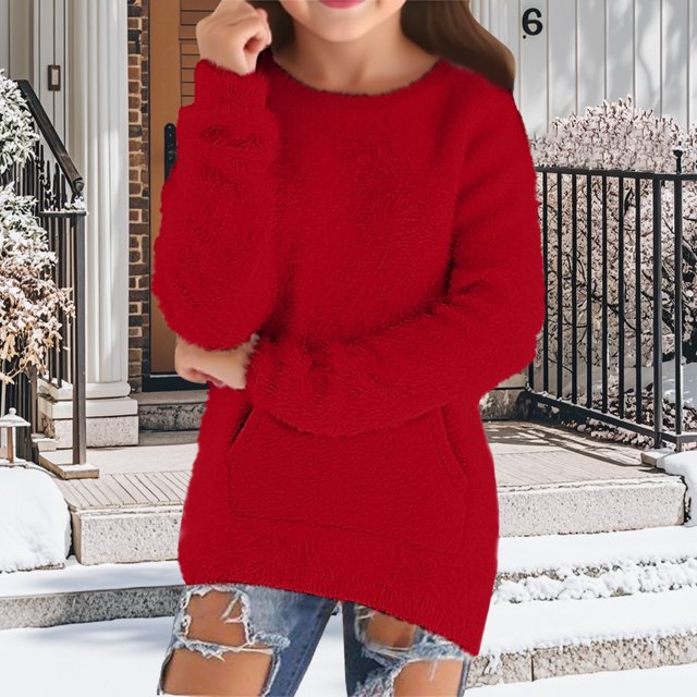 LIJCC Chandail à Manches Longues Surdimensionné pour Filles, Col Rond, Tricot Douillet, Chaud et Confortable, Ample, Moelleux, Mode Décontractée, Automne