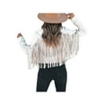 thumbnail image 2 of Argulvti Women Solid Color Collared Jacket with Tassels, Long Sleeve Open Front Coat, 2 of 6