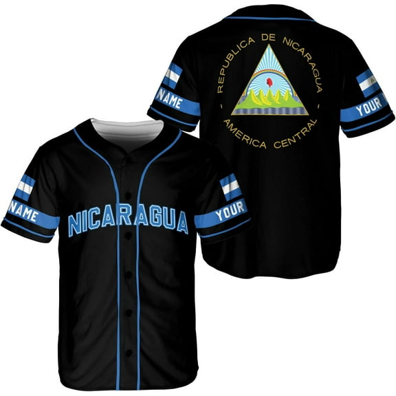 Personalized Nicaragua Baseball Jersey, Custom Nicaragua Baseball Jersey for Men & Women, Nicaraguan Camisas Shirt (S)