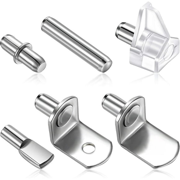 260 Pieces 6 Styles Shelf Pins Kit, Cabinet Furniture Shelf Pins Nickel Plated Shelf Bracket Pegs for Shelf Holes on Cabinets Bookcases Furniturel