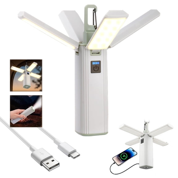 Eyotto 4 in 1 Camping Light with Hook, 2000mAh Rechargeable Camping Lantern Flashlight, Foldable Design Tent Flashlight for Night Light Storage Camping Outdoor Activities Hiking Climbing Travel