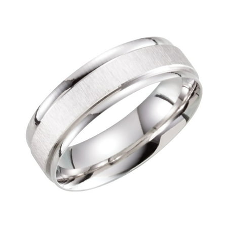 - 10k White Gold Size 10 6mm Polished Light Weight Satin Finished Band Ring - 5.4 Grams