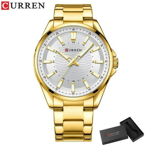 Curren Fashion Brand Stainless Steel Quartz Wristwatches Casual Classic Watches Mens Gold Clock Luminous Hands - Quartz Wristwatches