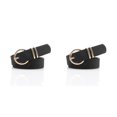 thumbnail image 3 of Cinturón con Hebilla Redonda Jumpingount Accesorio Versátil Elegante Pantalones Negro 2Conjunto, 3 of 6