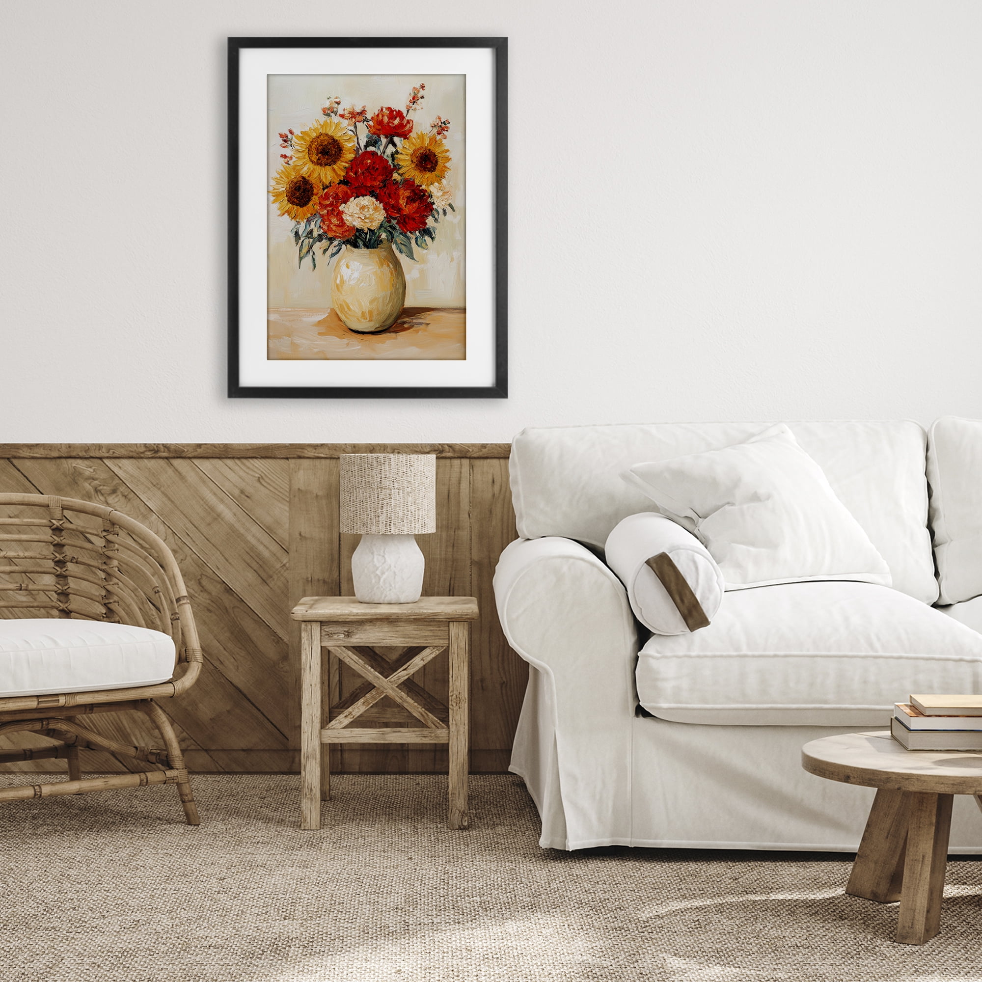 Charming Bouquet of Fall Black Framed Print Under Glass, design by Petal Prints Design