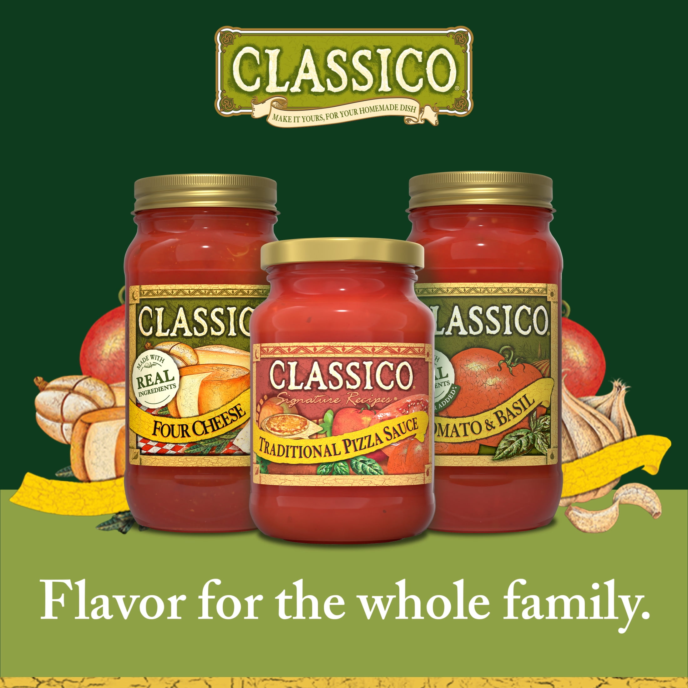 (3 pack) Classico Signature Recipes Traditional Pizza Sauce, 14 oz Jar