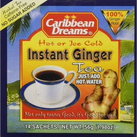 Caribbean Dreams Instant Ginger Tea Un-Sweetened 14 Sachets