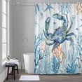 thumbnail image 5 of Teal Crab Shower Curtains for Bathroom, Coral Starfish Underwater Marine Life Coastal Washable Fabric Shower Curtain with Hooks Waterproof Bathroom Decor Sets, 60 x 72 Inches, 5 of 8