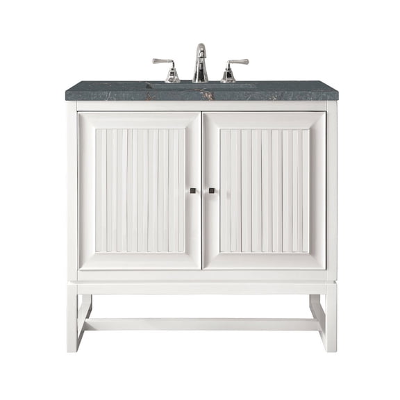 James Martin Vanities 30" Single Vanity, Glossy White w/ 3 CM Parisien Bleu Quartz Top