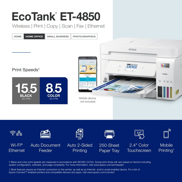 Epson EcoTank ET-4850 Wireless All-in-One Cartridge-Free Supertank
