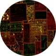 thumbnail image 1 of Ahgly Company Machine Washable Indoor Round Abstract Yellow Modern Area Rugs, 3' Round, 1 of 4