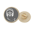 thumbnail image 1 of Musica auriculares sonido cancion palabras Broche de oro metálico circular, 1 of 3