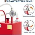 thumbnail image 3 of Fuel Caddy 20 Gallon, Portable Gas Caddy with Manual Transfer Pump, Diesel Gasoline Container with 2 Wheels, Gas Transfer Tank for Cars, Lawn Mowers, ATVs, Boats, Red, 3 of 5