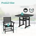 thumbnail image 3 of DYCANPO 5-Piece Outdoor Dining Set with Umbrella Hole, HDPS Square Patio Table Set for 4, Black, 3 of 7