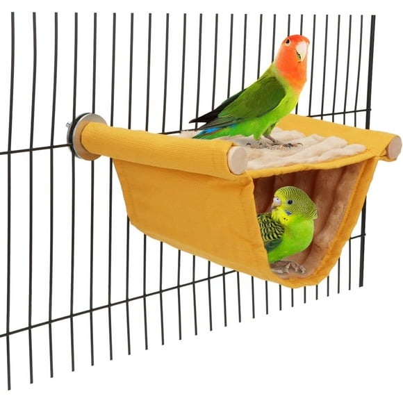 shiyou-Hamster Plush Hammock Bird Hanging Bed Nest for Rat Squirrel Chinchilla Gerbil Guinea Pig Small Parrot Budgie Parakeet Lovebird Canary (S, Yellow)
