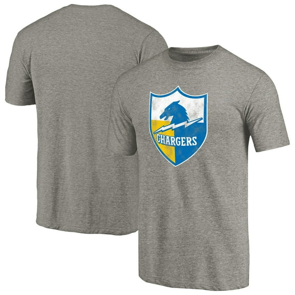 Men's Ash Los Angeles Chargers Throwback Logo Tri-Blend T-Shirt