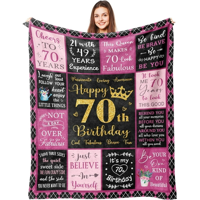 LHSHID 70th Birthday Gifts for Women Gifts for 70 Year Old Woman 70 Year Old Birthday Gifts for Women Gifts for 70th Birthday Woman Happy 70th Birthday Gifts for Women Blanket 50"x60"