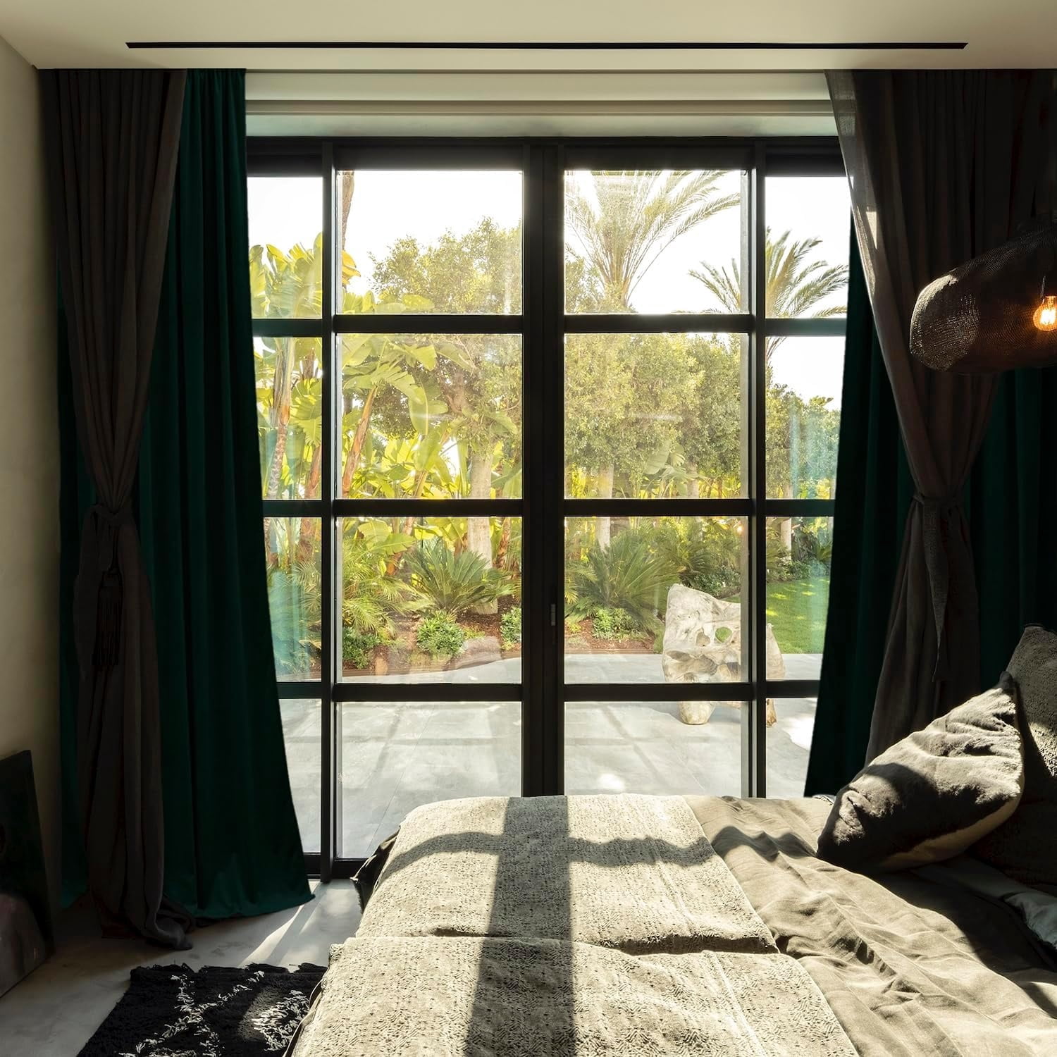 Velvet Curtains with Back Tab and Rod Pocket Soft Privacy Light Filtering Velvet Drapes for Bedroom and Living Room, Set of 2 Panels