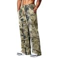 thumbnail image 6 of LTTVQM Men's Realtree Leaf Camo Wide Leg Pants Loose Thigh Tree Camo Loose Thigh Fit Drawstring Waist Casual Outdoor Full Length Pants Brown S, 6 of 7