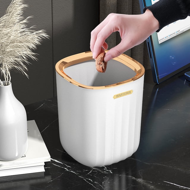 Teissuly Clearance Desktop Trash Can Desktop Plastic Waste Bin For Home Office Kitchen Vanity Tabletop Green Gold Light Luxury(White, ) Teissuly WER202308175697