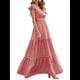 thumbnail image 3 of Vestido de Verano 2025 para Mujer, Cuello en V, Corta, Cintura Alta, Estampado Floral, Volantes Escalonados, Corte A, Maxi Rojo M, 3 of 8