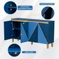 thumbnail image 6 of 60" Sideboard Buffet Cabinet with Storage, Vintage Coffee Bar Cabinet with 4 Doors & Adjustable Shelves for Living Room, Navy, 6 of 8