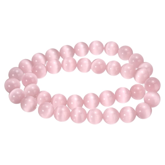 Uxcell 38pcs Light Pink Cat's Eye Stone Beads 10mm Round Smooth Gemstone Crystal Loose Bead for Jewelry Making Bracelets Necklace Earrings DIY